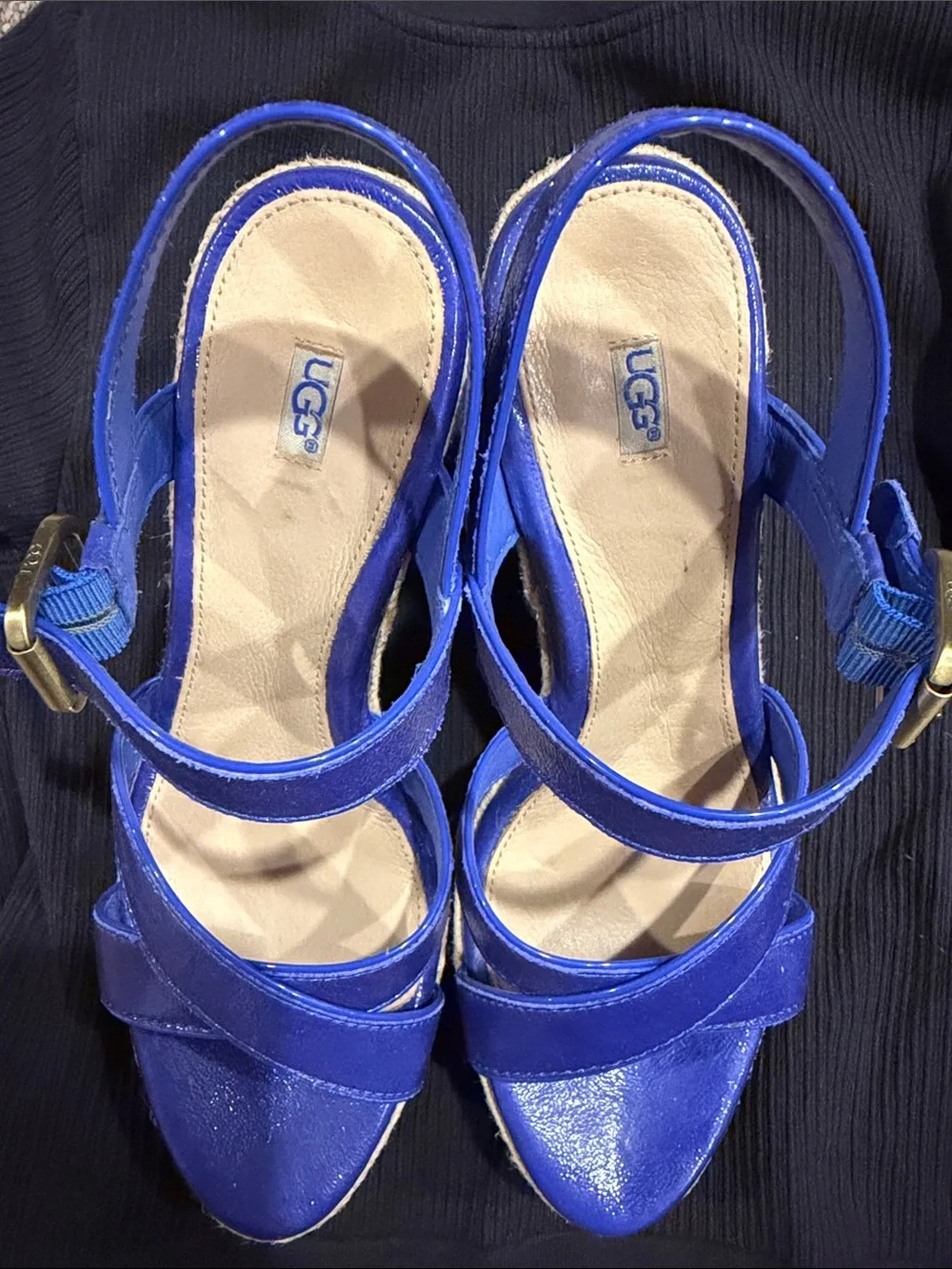 UGG Electric Blue Espadrille Wedge Sandals